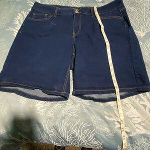Hydraulic Blue Denim Shorts with Gold Stitching